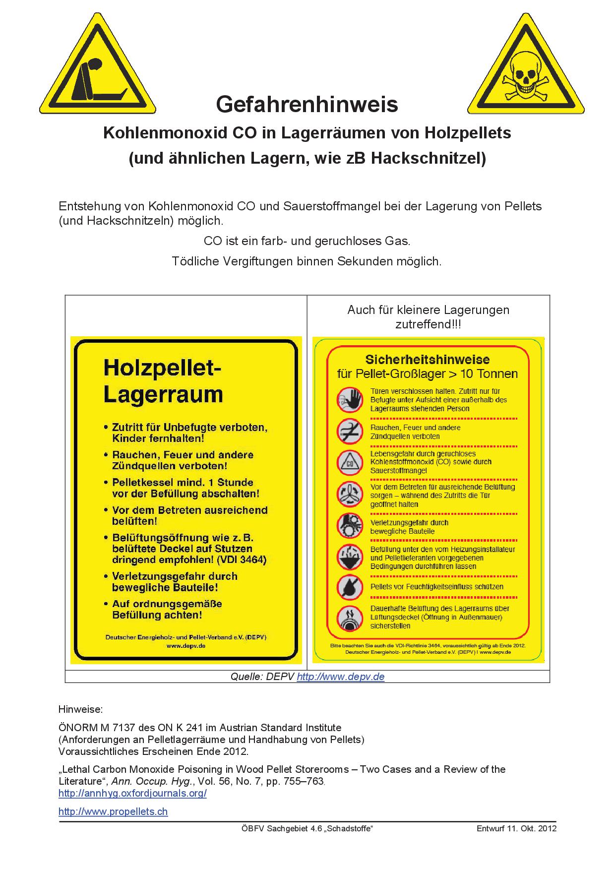 Gefahrenhinweis Kohlenmonoxid